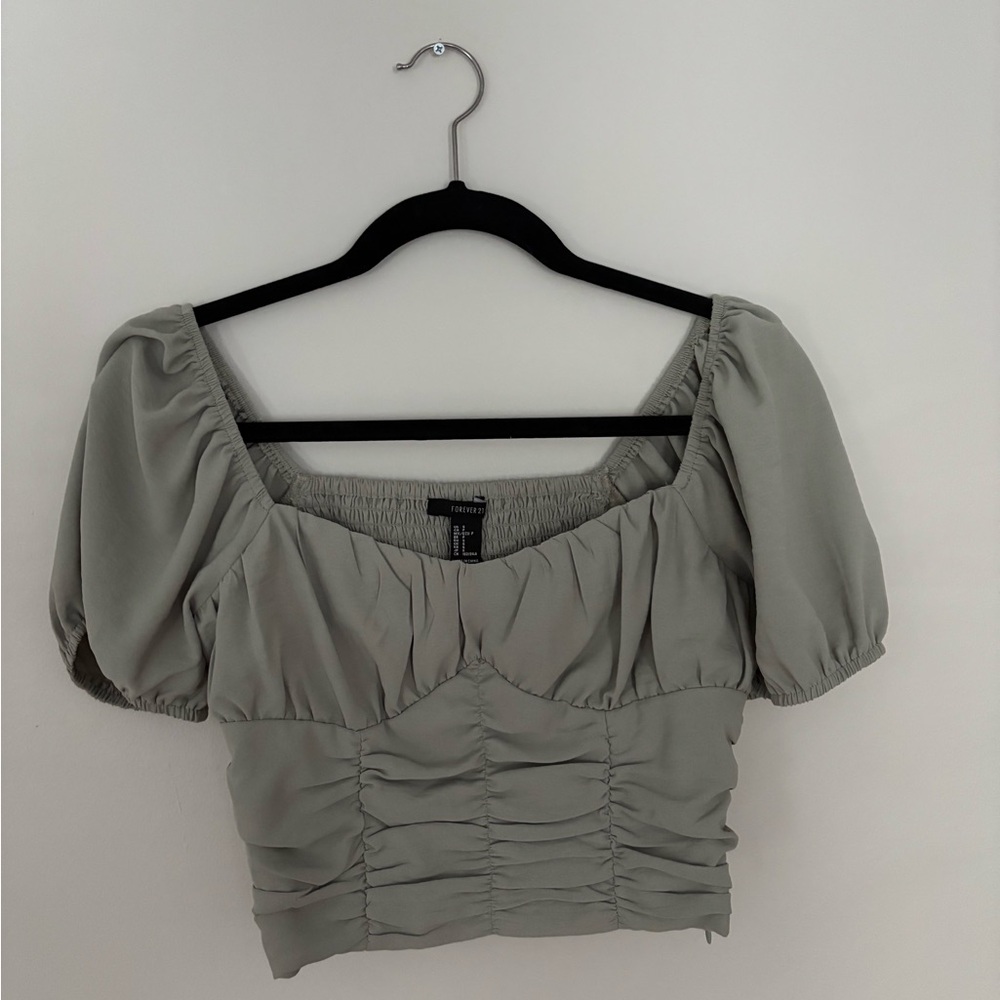 Sage Green Puff Sleeve Top